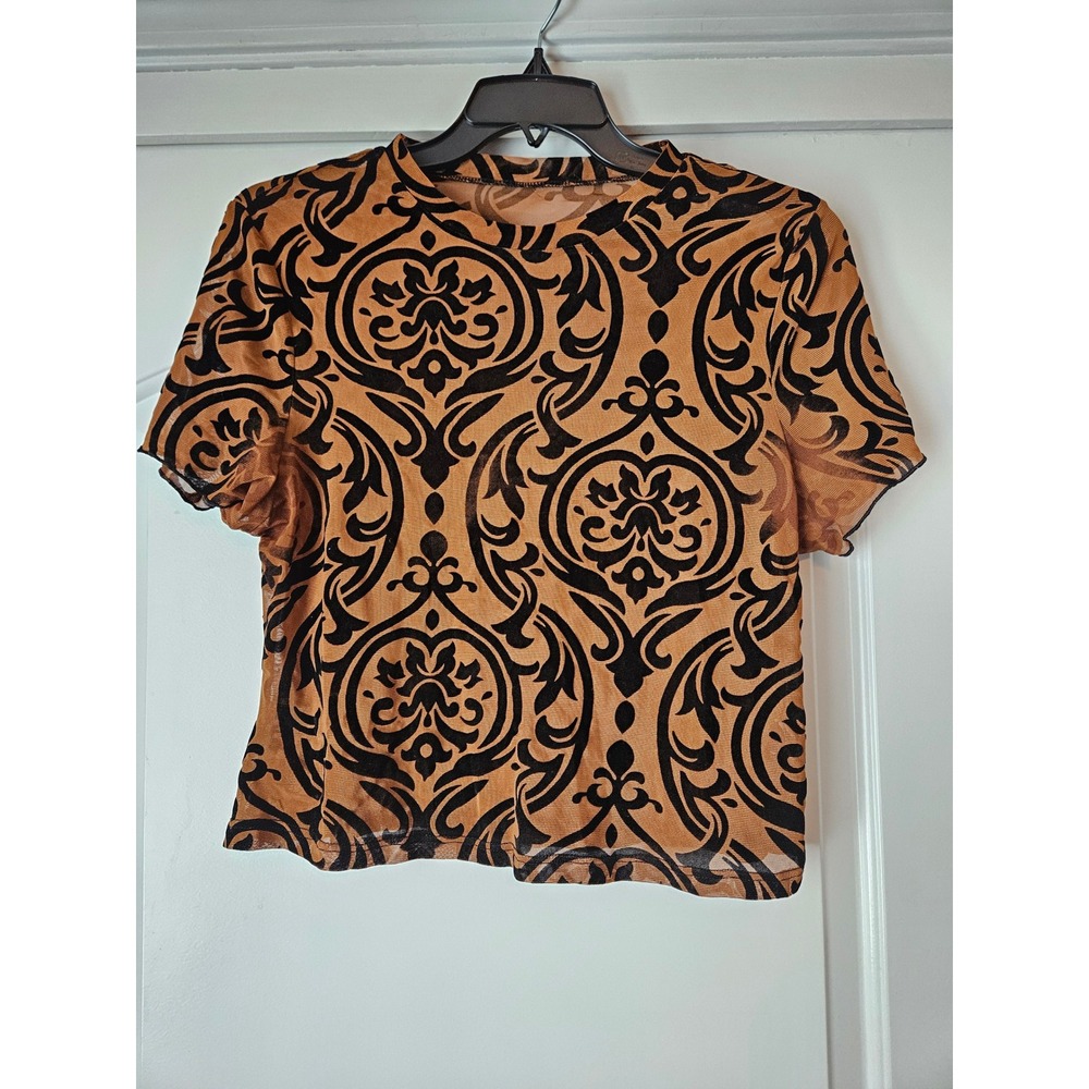 Velvet Burnout Sheer Short‎ Sleeve Shirt Whimigoth Romantic Festival Boho
